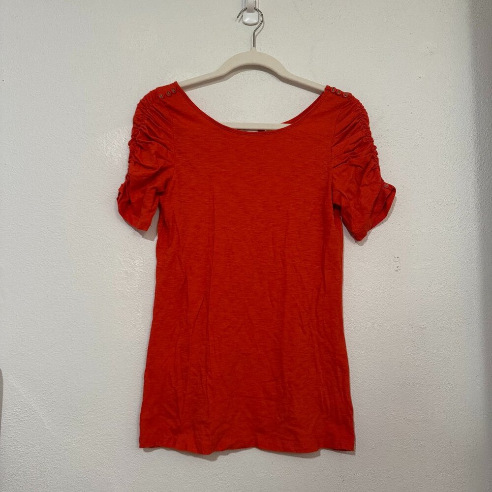 9H15 STCL Bright Red Ruffle Sleeve Top – Size M (Anthropologie)